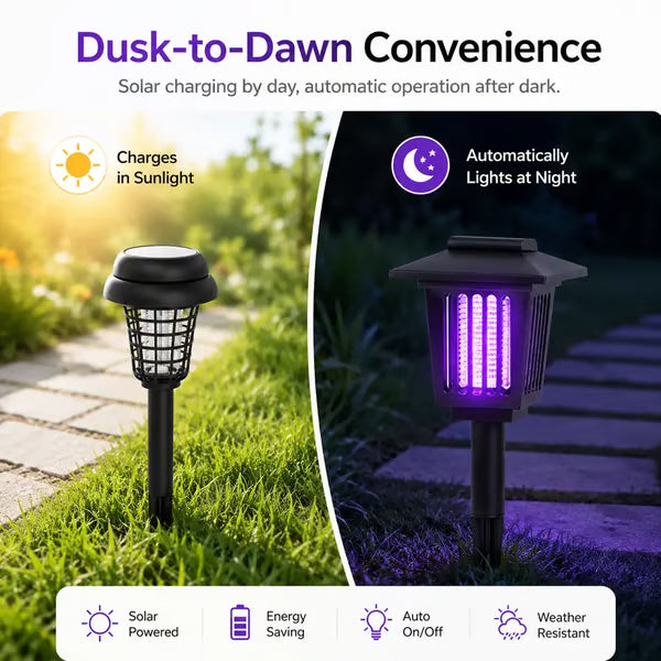 ☀️Solar Mosquito Zapper Light ✨– Outdoor Garden Stake Lamp, UV Insect Killer & Solar Pathway Light🦟🚫