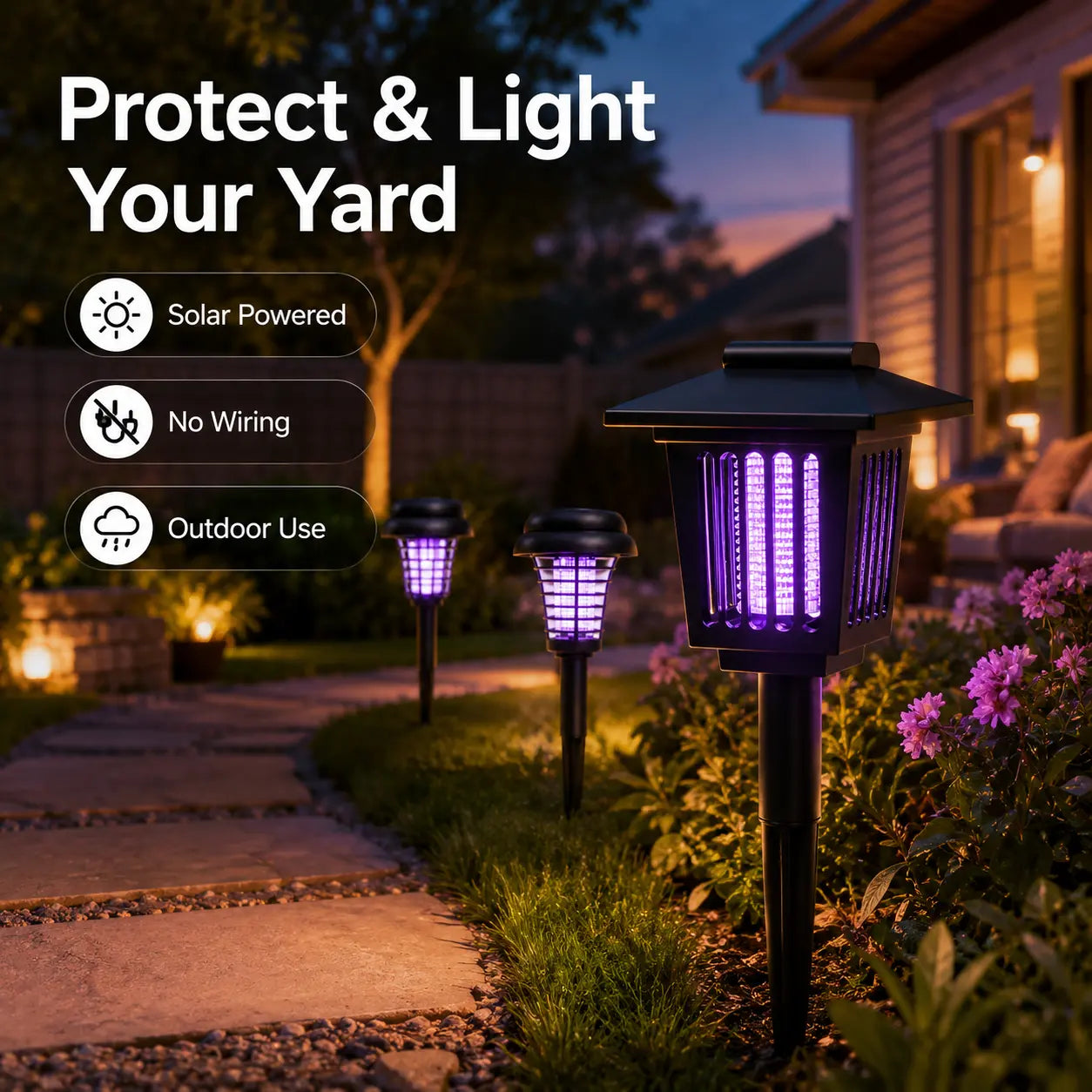 ☀️Solar Mosquito Zapper Light ✨– Outdoor Garden Stake Lamp, UV Insect Killer & Solar Pathway Light🦟🚫