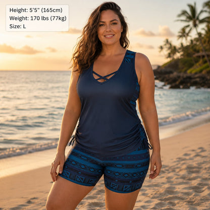 ⏰LAST DAY 60% OFF - Women's Tummy Control Tankini Set with Built-In Bra – Flattering Boho Swimwear with Shorts🔥 Buy 2 Free Shipping
