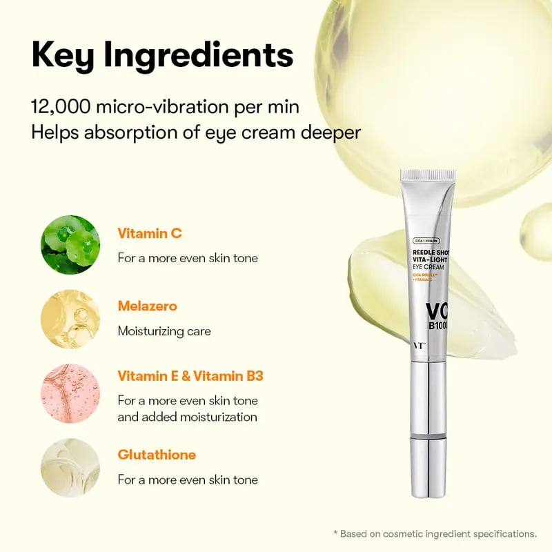 [VT Official Authentic] VT Reedle Shot Lifting & Firming Eye Cream | Vibrating Massage Eye Cream | Anti-Aging, Dark Circle Reduction, Deep Penetration Formula | Brightening, Firming, Anti-Aging, Reduces Dark Circles
