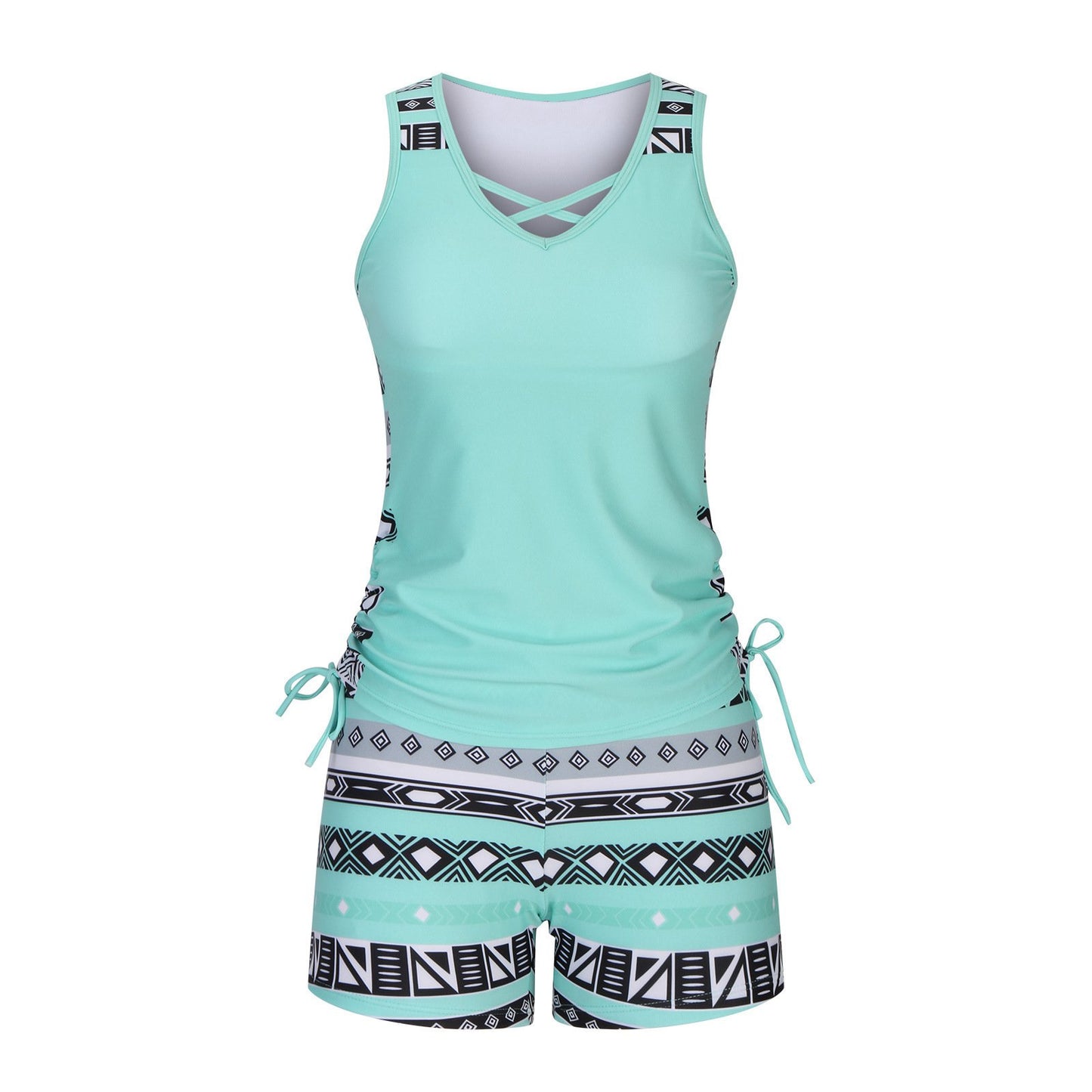 ⏰LAST DAY 60% OFF - Women's Tummy Control Tankini Set with Built-In Bra – Flattering Boho Swimwear with Shorts🔥 Buy 2 Free Shipping