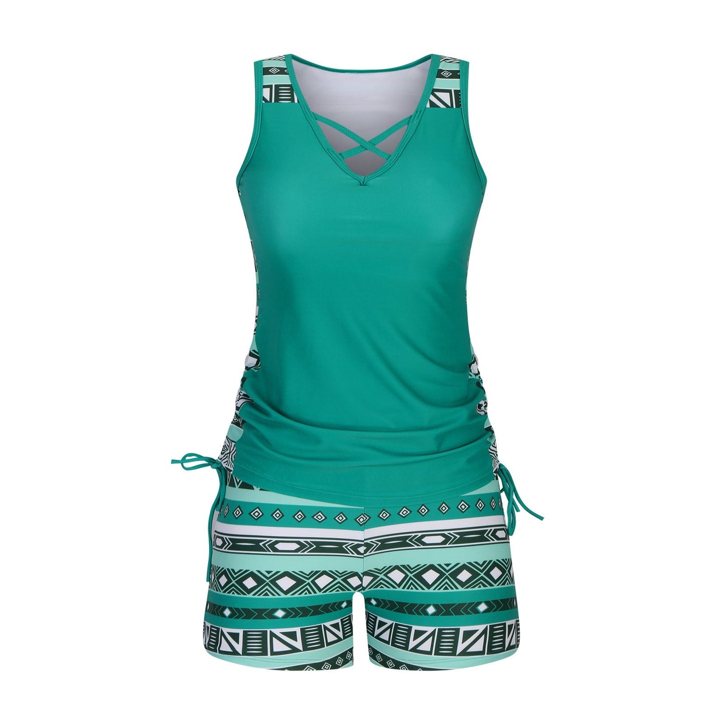 ⏰LAST DAY 60% OFF - Women's Tummy Control Tankini Set with Built-In Bra – Flattering Boho Swimwear with Shorts🔥 Buy 2 Free Shipping
